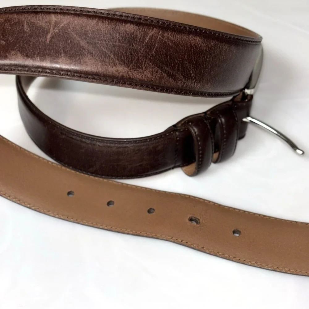 Allen Edmonds Wide Basic Leather Belt  39507 Dark Brown Calf Men's Size 34
